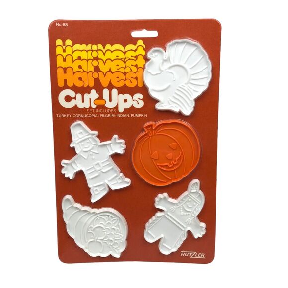 NEW Vintage Hutzler Plastic Cookie Cutters Set Thanksgiving Fall Harvest 1986 - Picture 1 of 5